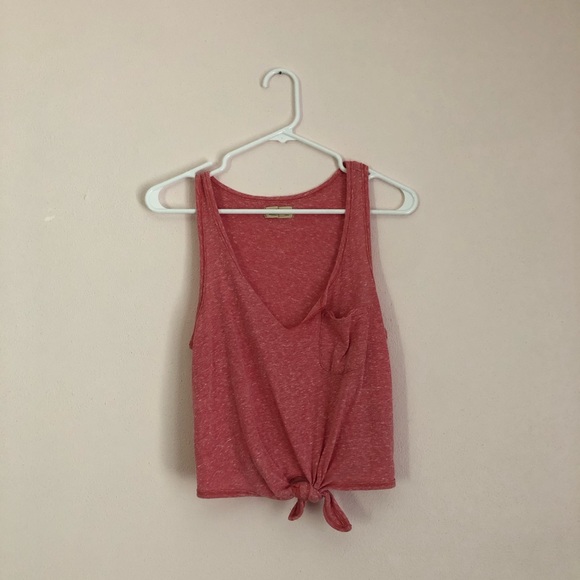 Hollister Pink Knotted Cropped Tank Top SMALL - Picture 2 of 4